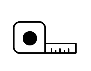 Symbol eines Maßbands zur Darstellung von exaktem Ausmessen.